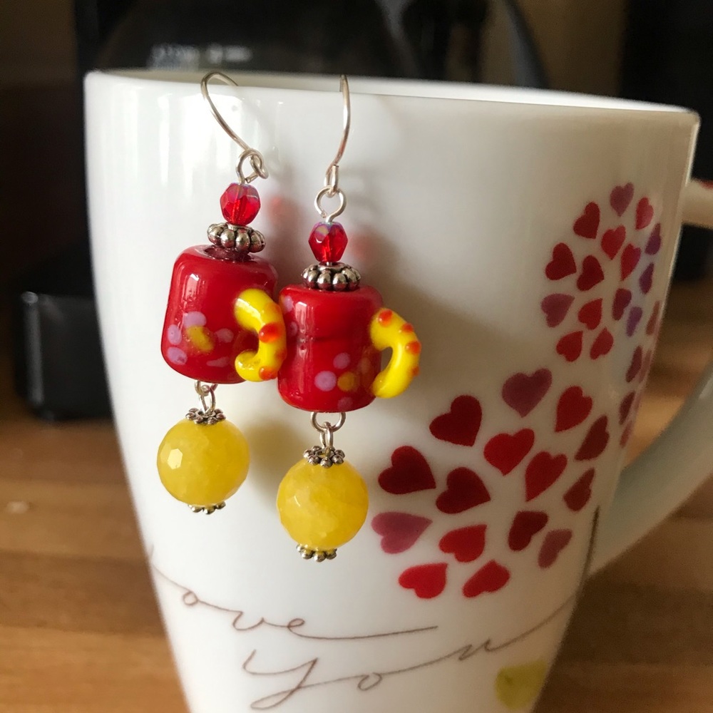 Handmade OOAK Coffee/Tea Mug Earrings